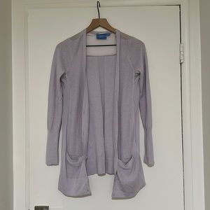 Lilac breathable long cardigan with mesh detailing
